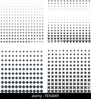 Vektor-dunkel grau verschiedene geometrische Halbtöne Sammlung Stock Vektor