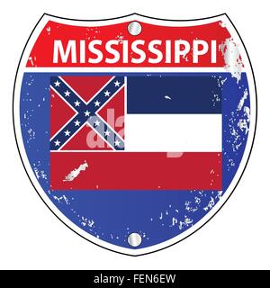 Mississippi-Flaggen-Icons als interstate Zeichen auf einem weißen Hintergrund Stock Vektor