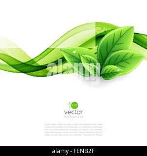 Vector Eco Blätter und grüne Welle Stock Vektor