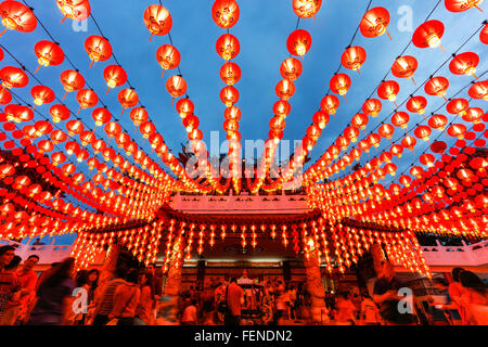 Die Laternen der Thean Hou Tempel während des chinesischen Neujahrs, Kuala Lumpur, Malaysia. Stockfoto