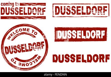 Stilisierte Tinte Marken zeigen die Stadt Düsseldorf Stock Vektor