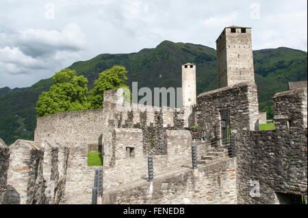 Castelgrande, UNESCO-Welterbestätte Drei Burgen Sowie aber Und Stadtmauern von Bellinzona, Tessin, Schweiz Stockfoto