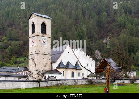 UNESCO World Heritage Site Benediktiner Kloster des Heiligen Johannes in Müstair, Kanton Graubünden, Schweiz Stockfoto