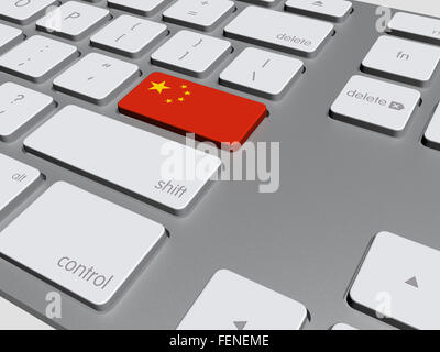 China-Flagge auf einer Computertastatur, 3d illustration Stockfoto