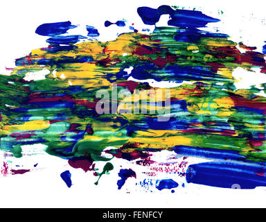 Bunte abstrakte Streifen Farbe in kräftigen Farben auf weißem Papier Stockfoto