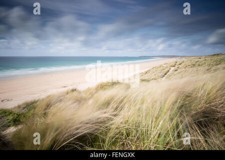 stimmungsvolle Landschaftsbilder Gwithian Strand in Cornwall. Stockfoto