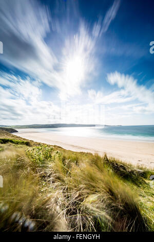 stimmungsvolle Landschaftsbilder Gwithian Strand in Cornwall. Stockfoto