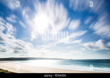 stimmungsvolle Landschaftsbilder Gwithian Strand in Cornwall. Stockfoto