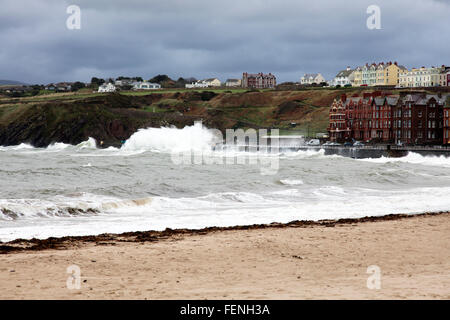 Stürmischer See am Peel Isle Of Man Stockfoto