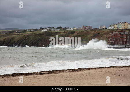 Stürmischer Tag am Peel Isle Of Man Stockfoto