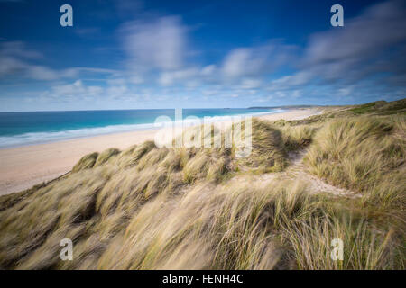 stimmungsvolle Landschaftsbilder Gwithian Strand in Cornwall. Stockfoto