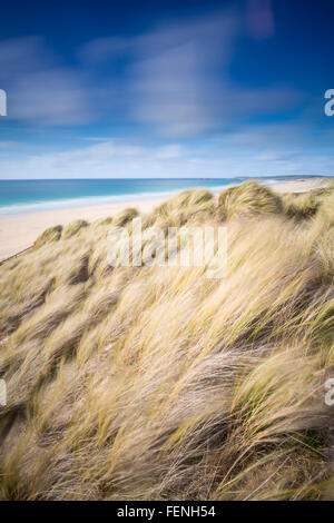 stimmungsvolle Landschaftsbilder Gwithian Strand in Cornwall. Stockfoto