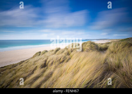 stimmungsvolle Landschaftsbilder Gwithian Strand in Cornwall. Stockfoto