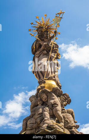 Die Madonna-Brunnen im Kornmarkt in der Heidelberger Altstadt. Stockfoto