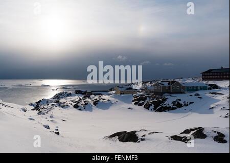 Gewitterwolken über Disko-Bucht in Ilulissat, Grönland Stockfoto