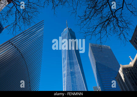 Freedom Tower, One World Trade Center Gebäude auf dem Gelände der Grund Zero, untere Manhattan, New York City, USA Stockfoto