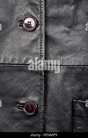 Fragment der schwarze Lederjacke Stockfoto