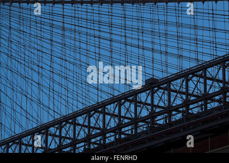 Grafischen Tragseile der Brooklyn Bridge, New York City, USA Stockfoto