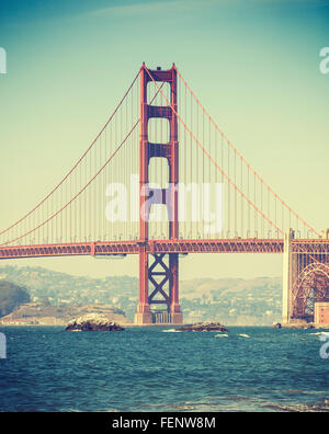 Alte film Retro-Stil Golden Gate Bridge in San Francisco, USA. Stockfoto