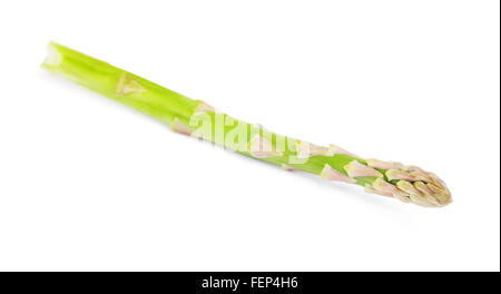 Stiel frischer grüner Spargel, isoliert auf weiss Stockfoto