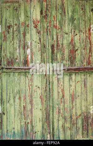 Teil des alten grünen Holztür Stockfoto