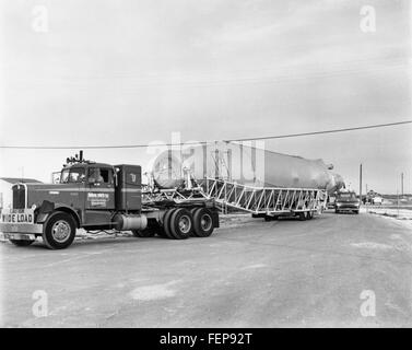 Atlas 8D Ankunft der Rakete 8D Details bei Vandenberg AFB; Stockfoto