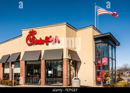 Chick-Fil-A Restaurant in Marietta, Georgia. Chick-Fil-A ist Amerikas Top-bewertete Quick-Serve Restaurant-Kette. Stockfoto