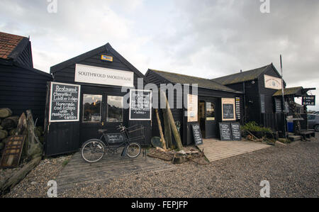 Außenansicht des Southwold Räucherei. Stockfoto