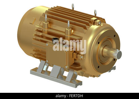 Bronze, industrielle Elektromotoren isoliert auf weißem Hintergrund Stockfoto
