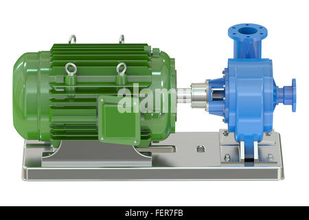 Elektrische Wasserpumpe isoliert auf weißem Hintergrund Stockfoto