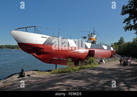 Die finnische u-Boot Vesikko auf Suomenlinna, Helsinki, Finnland. Stockfoto