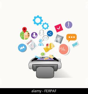 Intelligente Technologie elektronisches Gerät Apps Icons Set Uhrenkollektion Stock Vektor