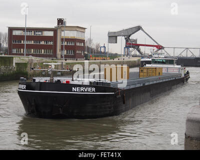 Nervier (Schiff, 1995) ENI 06002871 Van Cauwelaertsluis Hafen von Antwerpen pic1 Stockfoto