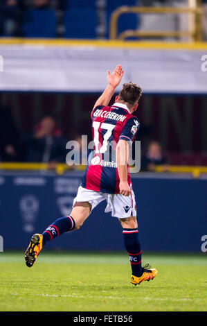 Bologna, Italien. 6. Februar 2016. Emanuele Giaccherini (Bologna) Fußball: Emanuele Giaccherini von Bologna feiert erzielte sein erste Tor Seite während des italienischen "Serie A"-Spiels zwischen Bologna 1-1 Fiorentina Stadium Renato Dall Ara in Bologna, Italien. © Maurizio Borsari/AFLO/Alamy Live-Nachrichten Stockfoto