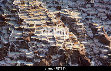 Terrassen für die Salzgewinnung, Salinas de Maras, das Heilige Tal der Inkas, Urubamba, Peru Stockfoto