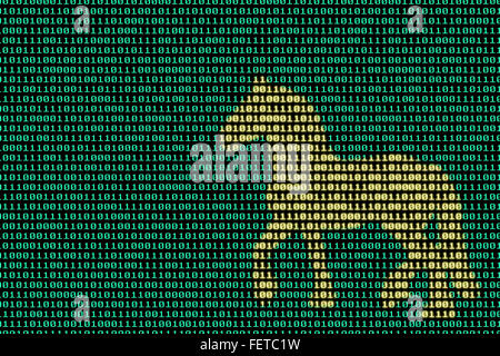 Trojanisches Pferd, Konzeptbild von Trojaner, Malware, Computer-Virus... versteckt im Binär-Code Stockfoto