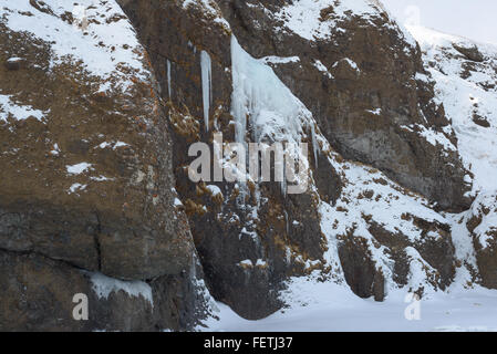 Eisfall, Sachalin, Russland. Stockfoto