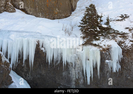 Eisfall, Sachalin, Russland. Stockfoto