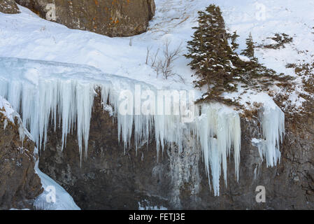Eisfall, Sachalin, Russland. Stockfoto