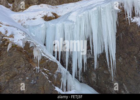 Eisfall, Sachalin, Russland. Stockfoto