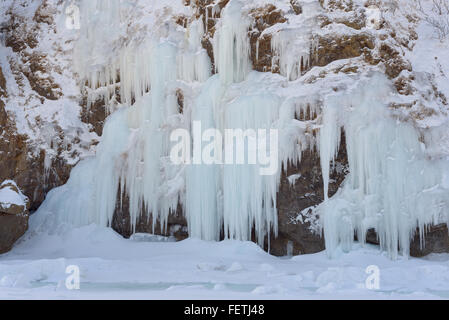Eisfall, Sachalin, Russland. Stockfoto