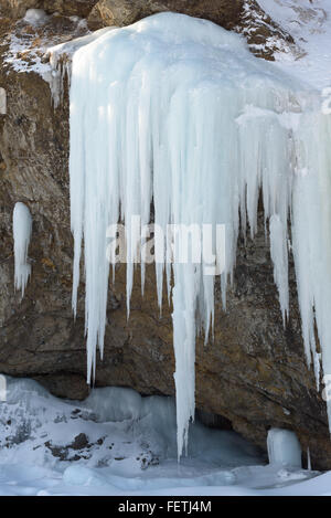 Eisfall, Sachalin, Russland. Stockfoto