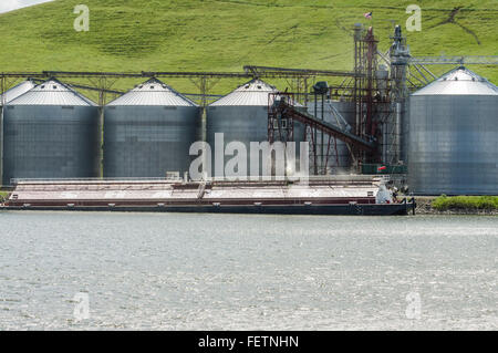 Getreidelagerung und Verladeanlage am Snake River.  Pomeroy, Washington Stockfoto