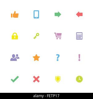 [EPS10] Buntes einfache flache Symbol set 2 - für Web-Design, User-Interface, Infografik und mobile Anwendung Stock Vektor