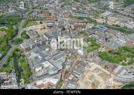 Eine Luftaufnahme des Stadtzentrums von Chelmsford, Essex Stockfoto