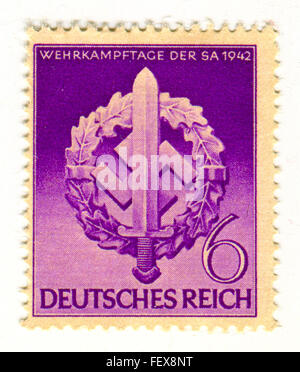 GOMEL, Weißrussland - Februar 2016: Eine Briefmarke gedruckt in Deutschland zeigt Bild des Jahrestages des Deutschen Reiches militärische Bekämpfung Tages Stockfoto