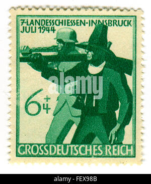 GOMEL, Weißrussland - Februar 2016: Eine Briefmarke gedruckt in Deutschland zeigt Bild des Jägers Deutschland, ca. 1944. Stockfoto