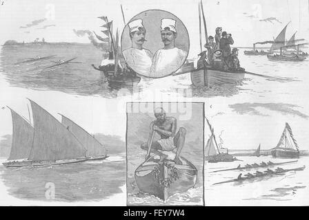 Indien eine Regatta in Mumbai 1882. Die Grafik Stockfoto