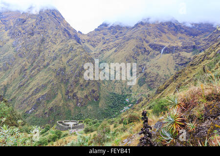 Inka-Trail nach Machu Picchu (auch bekannt als Camino Inca). In den Anden gelegen, führt der Weg durch mehrere ty Stockfoto