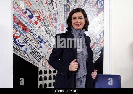 Rom, Italien. 9. Februar 2016. Laura Boldrini Rom 9. Februar 2016. Der italienische Präsident des Unterhauses präsentiert die öffentliche Konsultation über die Europäische Union.  Bildnachweis: Insidefoto/Alamy Live-Nachrichten Stockfoto